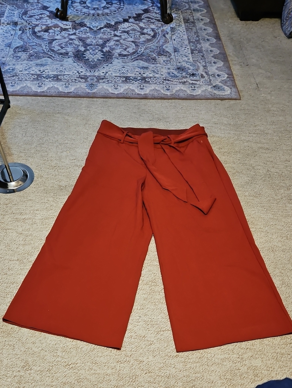 Lane Bryant Cropped Rust Wide-Leg Tie-Waist Pants